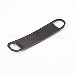 長方形 304 ステンレス鋼 空白タグ リンク コネクター  電気泳動黒  45x10x1mm  穴：6x7mm&nbsp;X-STAS-I057-05B