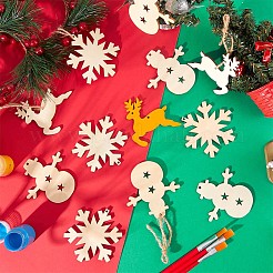 3 Sets 3 Styles Christmas Theme Unfinished Wood Pendants&nbsp;WOOD-GF0001-85