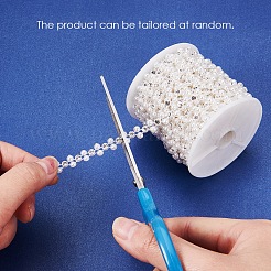 花absプラスチックイミテーションパールビーズトリムガーランド連売り  スプールで  ガラスラインストーン  結婚式のための  ホワイト  9x3mm  約10ヤード/ロール&nbsp;CHAC-R001-01
