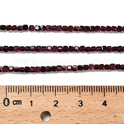 天然石ガーネットビーズ連売り  多面カット  テーブルカットキューブビーズ  2.5x2.5x2.5mm  穴：0.5mm  約174個/連  15.35''（39センチメートル）&nbsp;G-RM2025-32B-01