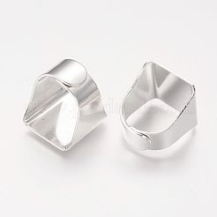 真鍮製リングシャンク  パッドリングベースパーツ  ジュエリー作りのための  調整可能  正方形  銀色のメッキ  トレイ：18.5x20mm  内径：17x19mm&nbsp;X-KK-A017-S