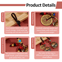 3Pcs 3 Styles Brass Lucky Cat Pendant Decoration&nbsp;HJEW-FH0001-75