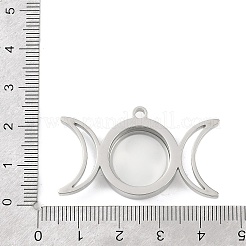 304ステンレススチールロケットペンダント  ガラスと  三重の月チャーム  ステンレス鋼色  23x39.5x6mm  穴：2.2mm&nbsp;STAS-S132-14P-01