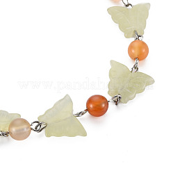 Butterfly Natural New Jade Beaded Bracelets for Girl Women&nbsp;BJEW-S145-002B