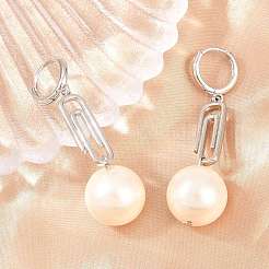 Paperclip with Round Brass Hoop Earrings&nbsp;EJEW-Z164-12P