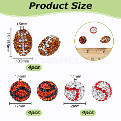 12Pcs 3 Styles Polymer Clay Rhinestone Beads&nbsp;PORC-OC0001-15
