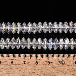 透明電気メッキガラスビーズ連売り  ABカラーメッキ  そろばん  クリアAB  10x4.5mm  穴：1.5mm  約88個/連  14.76インチ（37.5cm）&nbsp;EGLA-N012-19C