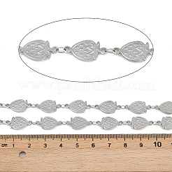 304ステンレススチール製ストロベリーリンクチェーン  ハンダ付け  スプールで  ステンレス鋼色  17.5x9x1.3mm&nbsp;CHS-K023-04P