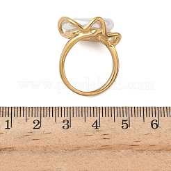 304ステンレススチールとアクリル製指輪  イオンプレーティング（ip）  手動研磨  18KGP本金メッキ  21x22.5mm  usサイズ7 1/4(17.5mm)&nbsp;RJEW-Z118-10G