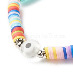 Handmade Polymer Clay Heishi Beads Stretch Bracelet&nbsp;BJEW-JB07372-03