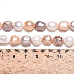 天然養殖淡水パールビーズ連売り  研磨両側  ミックスカラー  8~12x8~9x5~9mm  穴：0.7mm  約35~36個/連  13.39~13.78''（34~35センチメートル）&nbsp;PEAR-N014-09A