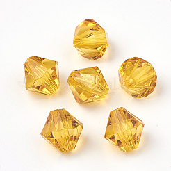 透明なアクリルビーズ  双円錐形  オレンジ  8x7.5mm  穴：2mm  約2640個/500g&nbsp;TACR-S146-8mm-10