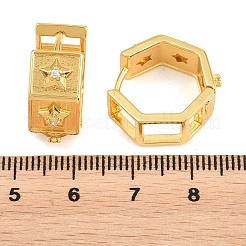 Brass Micro Pave Clear Cubic Zirconia Hoop Earrings for Women&nbsp;EJEW-T058-01C-G