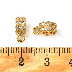 真鍮 真鍮マイクロパヴェキュービックジルコニアチューブベイル  ループベイル  コラム  18KGP本金メッキ  10x4x7mm  穴：1.6mm  内径：4mm&nbsp;KK-M277-09B-G