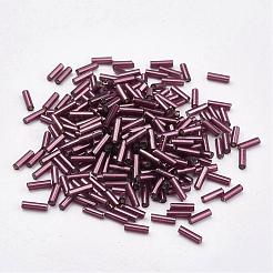ガラス竹ビーズ  銀並ぶ  サドルブラウン  9x2mm  穴：0.5mm  約7000個/袋&nbsp;SEED-E001-9mm-57