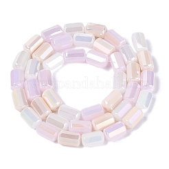 電気メッキオペークガラスビーズ連売り  コラム  多面カット  パールピンク  9~9.5x5~6mm  穴：1~1.2mm  約40~44個/連  14.57~15.94インチ（37~40.5cm）&nbsp;EGLA-N022-11A-B01