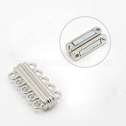 合金マグネットクラスプ  10穴付き  長方形  プラチナ  33x17x7.5mm  穴：2.5mm&nbsp;X-PALLOY-E281-P