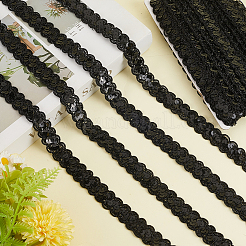 スパークルポリエステルパイレットレースリボン  服飾材料  ブラック  7/8インチ（23mm）  約14.22ヤード（13m）/ロール&nbsp;OCOR-WH20007-15A