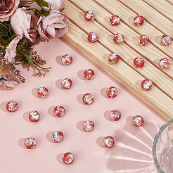 60Pcs Round with Pattern Food Grade Eco-Friendly Silicone Focal Beads&nbsp;SIL-PA0001-34B