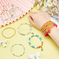 2 Sets 2 Style Natural Dyed Malaysia Jade & Agate & Synthetic Turquoise & Glass Seed Beaded Stretch Bracelets Set&nbsp;BJEW-PH0004-29