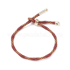 Couple Wave Pattern Nylon Round Cord Silder Bracelet with Brass Clasp for Women&nbsp;BJEW-C020-10G