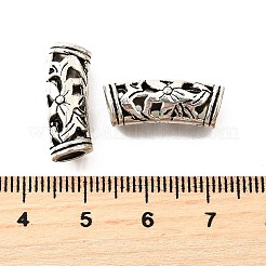 中空チベットスタイル合金ヨーロッパのビーズ  大穴ビーズ  カドミウムフリー＆鉛フリー  花とカーブチューブ  アンティークシルバー  20x8x6.5mm  穴：4.5mm  約615個/1000g&nbsp;TIBE-L008-33AS