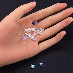 透明なスプレー塗装ガラスビーズ  ABカラーメッキ  キンモクセイの花  クリアAB  8x8x3mm  穴：0.9mm&nbsp;GLAA-YW0003-10