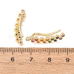 真鍮製パヴェキュービックジルコニアスタッドクローラーピアス  フラットラウンド  18KGP本金メッキ  カドミウムフリー＆鉛フリー  長持ちメッキ  ラックめっき  カラフル  21.5x5.5x6.5mm&nbsp;KK-CBAA351-12G