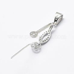 Anti-Tarnish Rhodium Plated 925 Sterling Silver Micro Pave Cubic Zirconia Pendant Bails&nbsp;STER-P034-41P