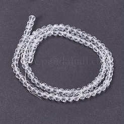 透明ガラスビーズ連売り  ファセット（32ファセット）  ラウンド  透明  3.5~4.5mm  穴：0.5mm  約100個/連  13.9~15.7インチ（35.5~40cm）&nbsp;EGLA-F120-NA01