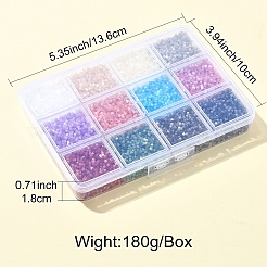 180g 12色ガラスラッパビーズ  模造キャットアイ  シリンダー  ミックスカラー  2x1.5mm  穴：1.2mm  約15g /カラー&nbsp;SEED-YW0002-79