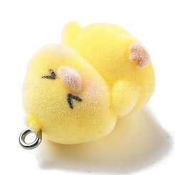 樹脂チャーム  プラチナ鉄ループ付き  アヒルのチャーム  アヒル  24.5x19.5x16mm  穴：2mm&nbsp;RESI-Q007-01A