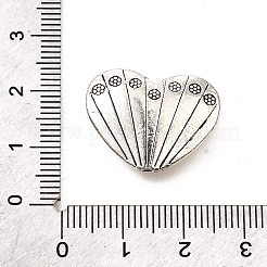チベット風合金ビーズ  カドミウムフリー＆鉛フリー  ハート  アンティークシルバー  17x22.5x6.5mm  穴：1.6mm  約140個/1000g&nbsp;TIBE-L008-28AS