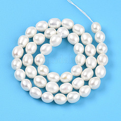 天然養殖淡水パールビーズ連売り  ライス  乳白色  7~8x6.8~7.3mm  穴：0.5mm  約45~46個/連  14.37~14.57''（36.5~37センチメートル）&nbsp;PEAR-N012-07Z