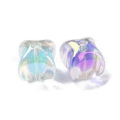UVメッキ虹色透明アクリルビーズ  二層ビーズ  菱形  14.5x14.5x15.5mm  穴：3mm&nbsp;OACR-H112-09C