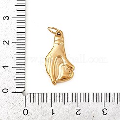 304ステンレスペンダント  丸カン付き  ゴールドカラー  ハートを持つ手のひら  22x12x3mm  穴：4.5mm&nbsp;LS-STAS-K307-09D-G