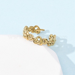 304 Stainless Steel Open Cuff Rings for Women&nbsp;RJEW-K309-18G