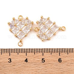 Brass Pave Clear Cubic Zirconia Connector Charms&nbsp;KK-S389-38G