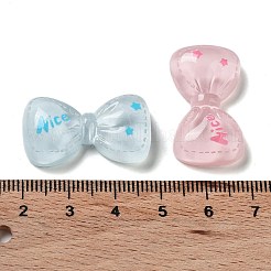 オペーク樹脂カボション  ちょう結び  ∥で∥  言葉  素晴らしい  ミックスカラー  16x28x7mm&nbsp;CRES-M029-06