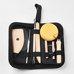 木製ハンドル陶器道具  ステンレス陶器の陶器粘土の彫刻のモデリングキット  ミックスカラー  7.3~68cm  8個/セット&nbsp;TOOL-WH0062-01