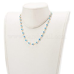 Brass Enamel Evil Eye Link Chain Bracelets & Necklaces Jewelry Sets&nbsp;SJEW-JS01191