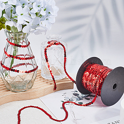 プラスチックスパンコールビーズ  スパンコールビーズ  装飾アクセサリー  フラットラウンド  レッド  6mm  100ヤード/ロール&nbsp;FIND-WH20002-34B