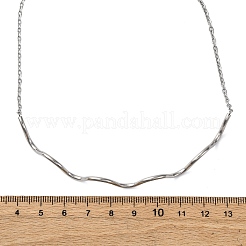 304ステンレススチール製ウェーブシェイプリンクチェーンネックレス（女性用）  ステンレス鋼色  12.60インチ（32cm）&nbsp;NJEW-S439-08P