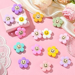 20個10色シリコンビーズ  笑顔の花  ミックスカラー  30x31x8.5mm  穴：3mm  10色  2個/カラー  20個。&nbsp;SIL-CJ0001-64