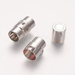 真鍮製ロッキングチューブマグネットクラスプ  コラム  プラチナ  18x10mm  穴：8mm&nbsp;KK-Q089-N