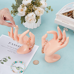 プラスチック製マネキンハンドジュエリーディスプレイホルダースタンド2個  ok 形の手の指輪ジュエリー オーガナイザー ラック リング用  ブレスレット  見る  ダークオレンジ  11.5x7.1x18cm&nbsp;RDIS-UN0001-02A
