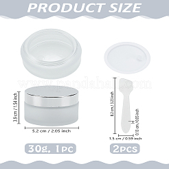 ガラス製ポータブルクリームジャー1個  空の詰め替え化粧品容器  プラスチック製のねじ蓋と内側  プラスチックスティック2本付き  透明  5.2x3.9cm  容量：30g&nbsp;MRMJ-LP0003-02