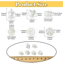 300個 6種類のプラスチック模造真珠ビーズ  大穴ビーズ  混合図形  乳白色  9.5~14mm  穴：4~5mm  50個/スタイル&nbsp;OACR-CJ0002-46