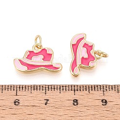 真鍮とエナメルのペンダント  帽子チャーム  16KGP本金メッキ  サクランボ色  11.5x17.5x2.5mm  穴：3mm  丸カン：5x0.8ミリ  3mm内径&nbsp;KK-T080-71G-02