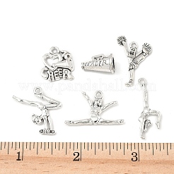 チアリーディングテーマの合金ペンダント30個、6スタイル  混合図形  15~30x10~22x2.5~9mm  穴：1.8~2mm  5個/スタイル&nbsp;FIND-FP0001-34